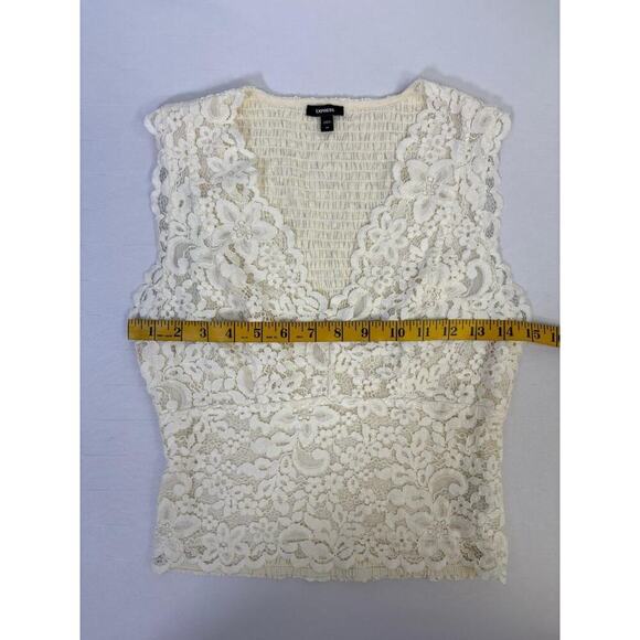 Vintage Express Y2K 90’s Babydoll Lace Sleeveless Tank Top Ivory Size XS - Picture 8 of 16